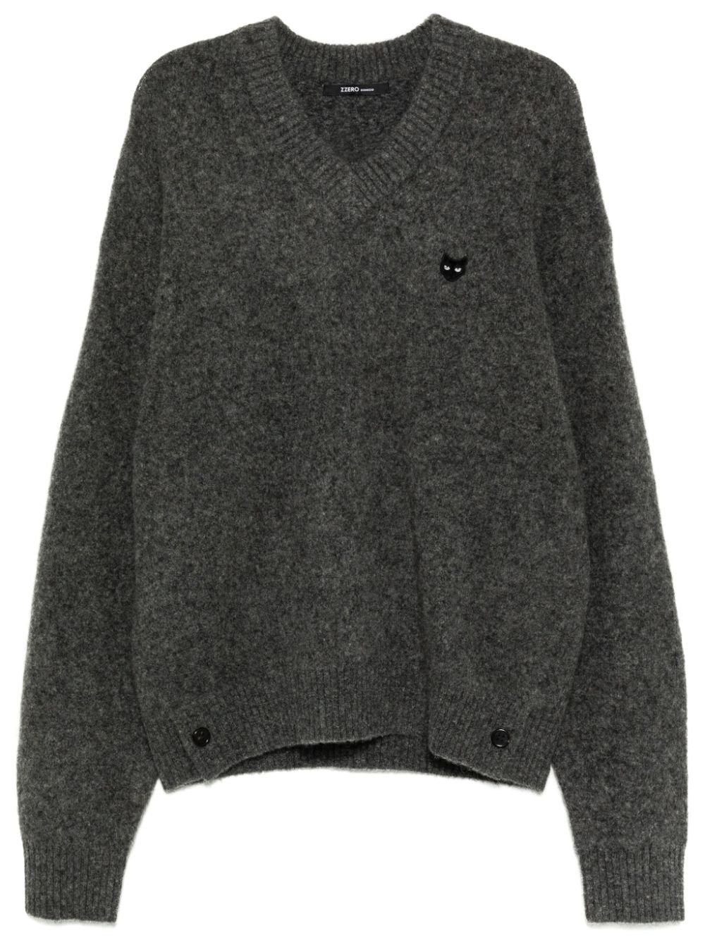 Love panther hand stitch mohair jumper - Grey