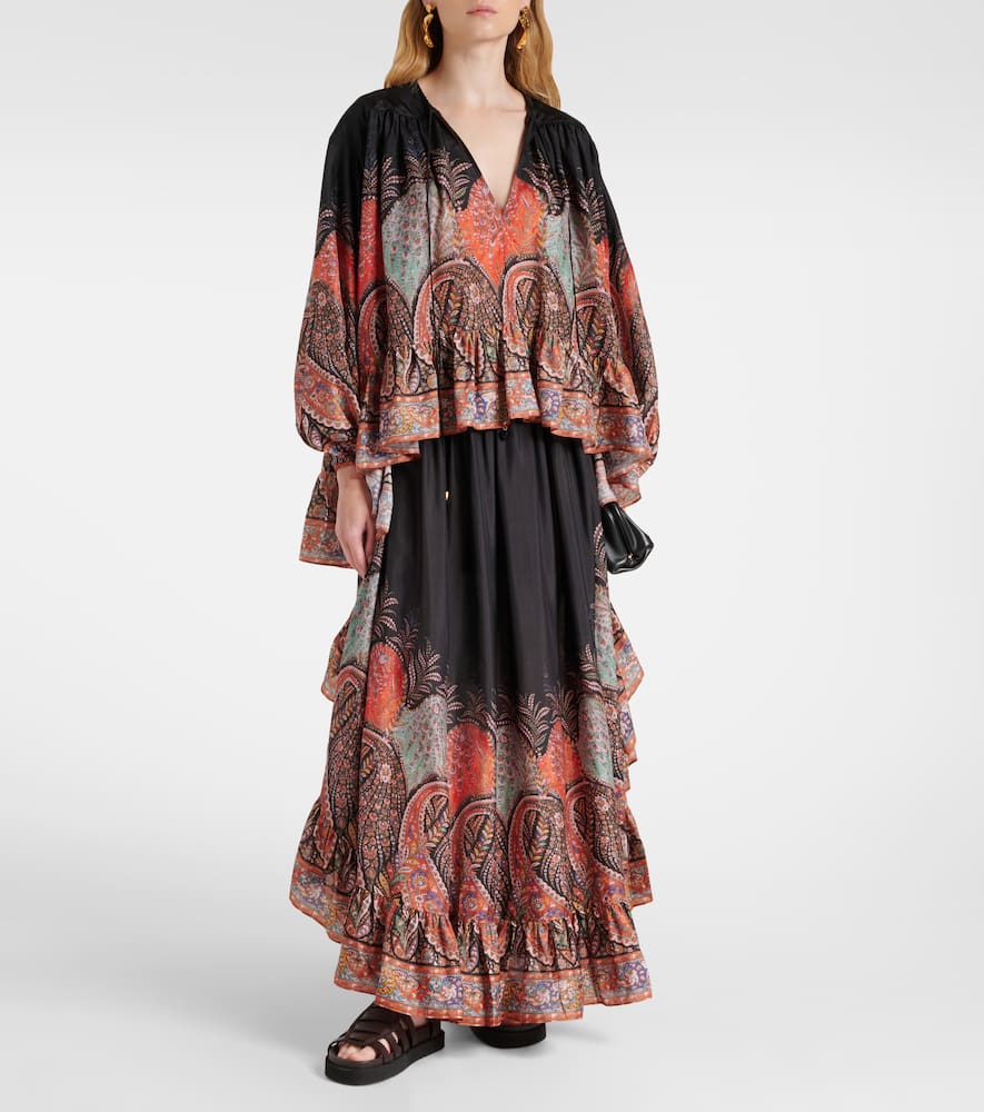 Rhiannon ruffled silk maxi skirt
