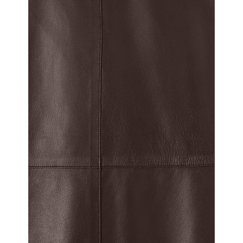 Womens Mahogany Helius A-Line Leather Midi Skirt