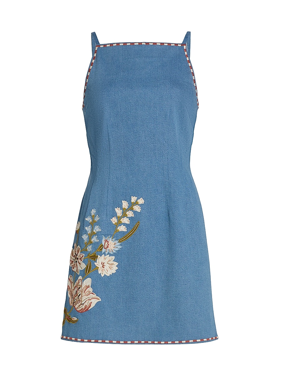Women's Chester Floral Embroidered Minidress - Sea Glare