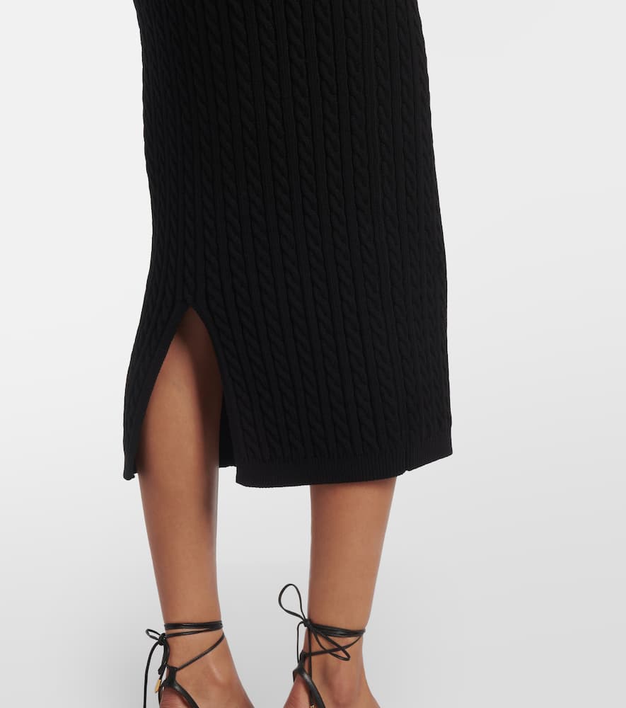 Cable-knit cotton midi skirt
