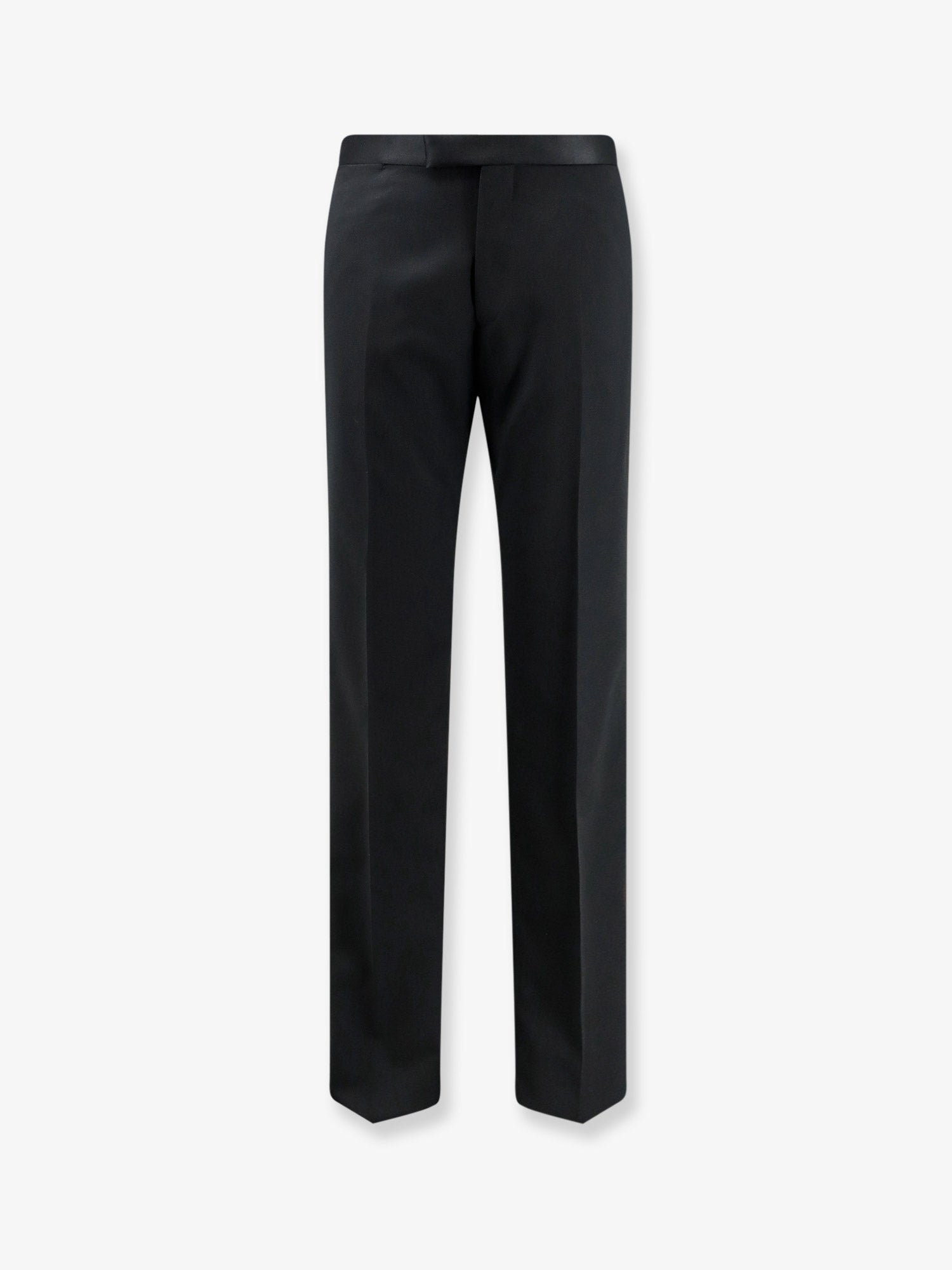 Tailored Tuxedo Virgin Wool Trousers — Black