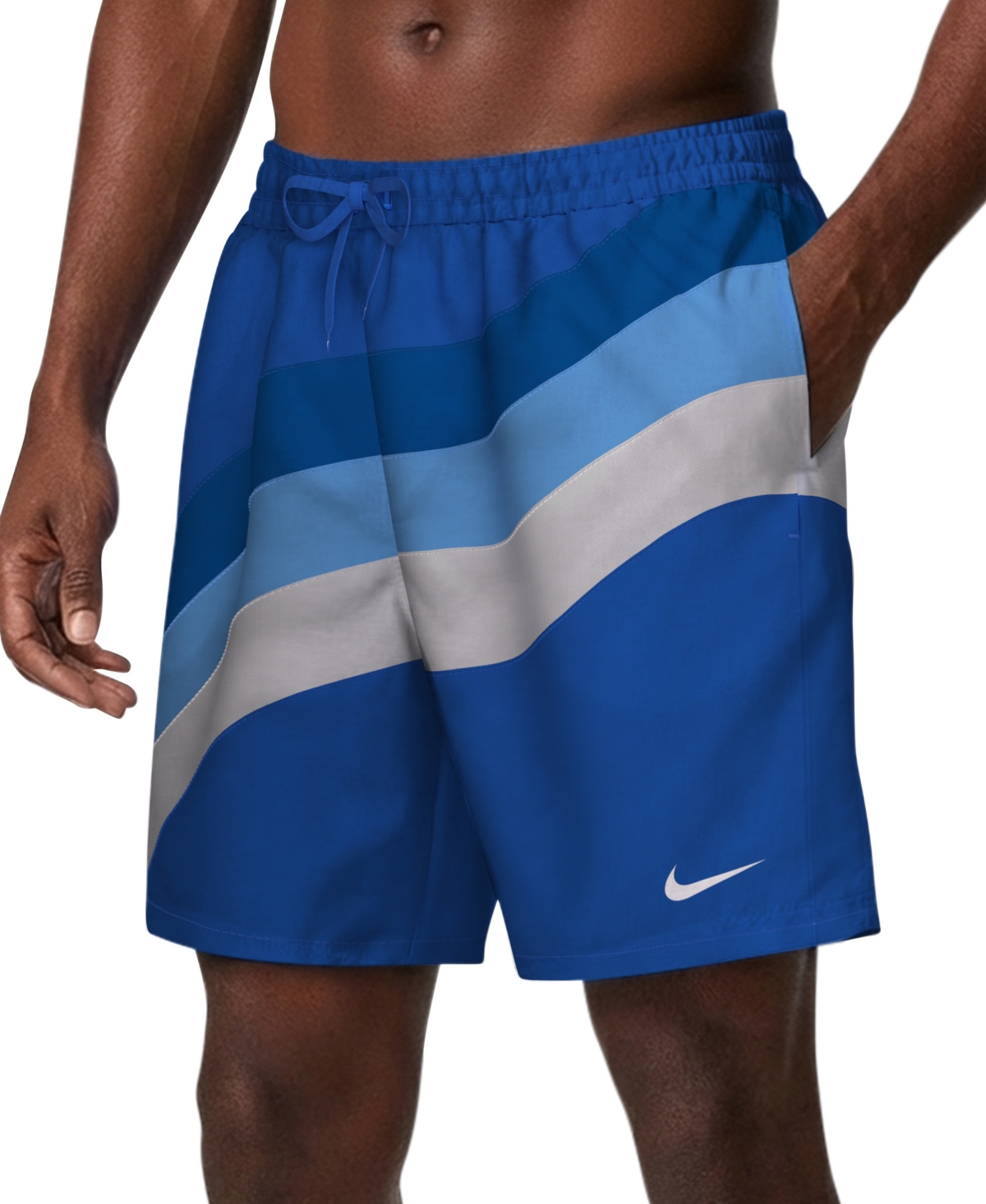 "Men's 7"" Breaker Brief-Lined Volley Swim Shorts - Blue Crystal"