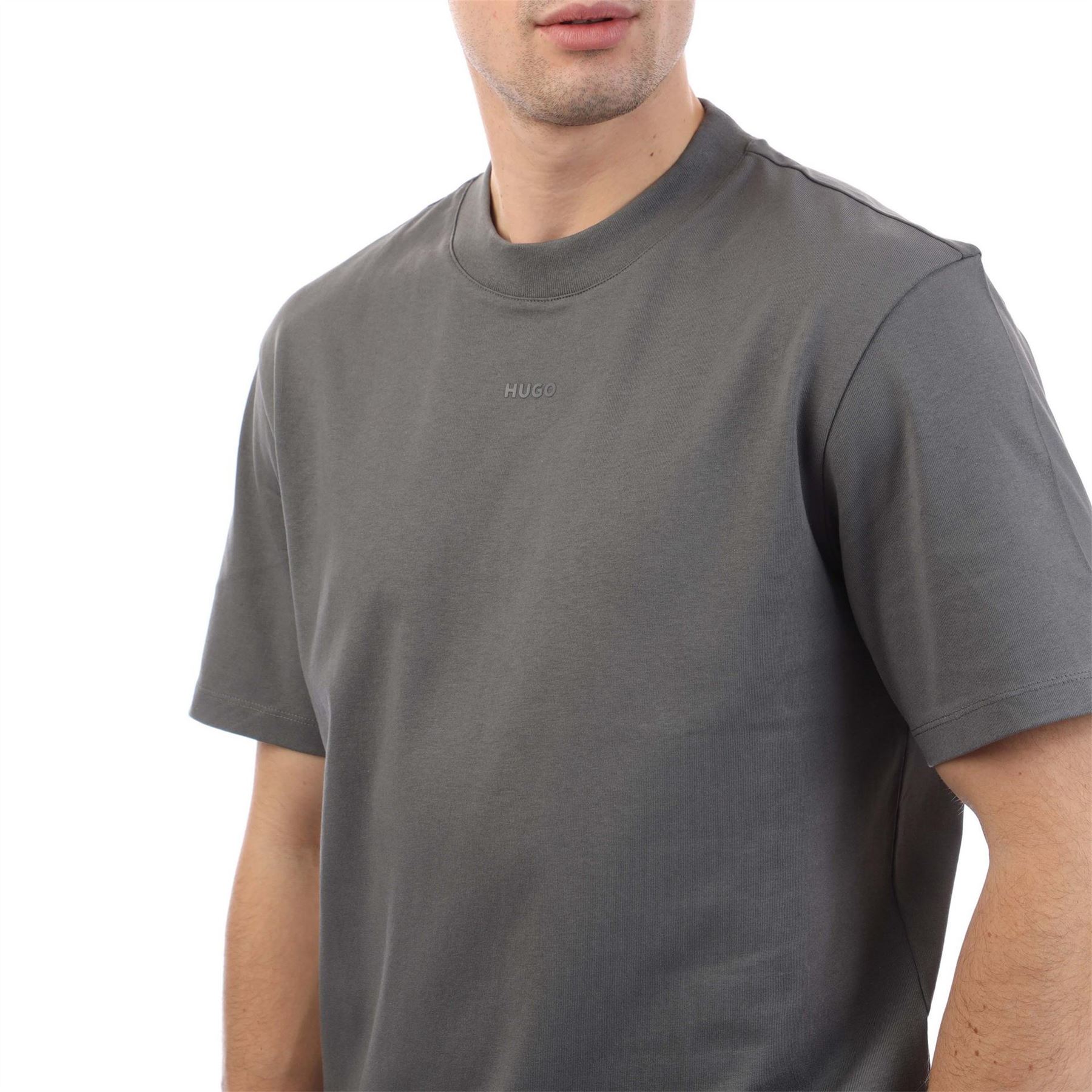 Hugo Mens Logo Print T Shirt in Grey - Mediu