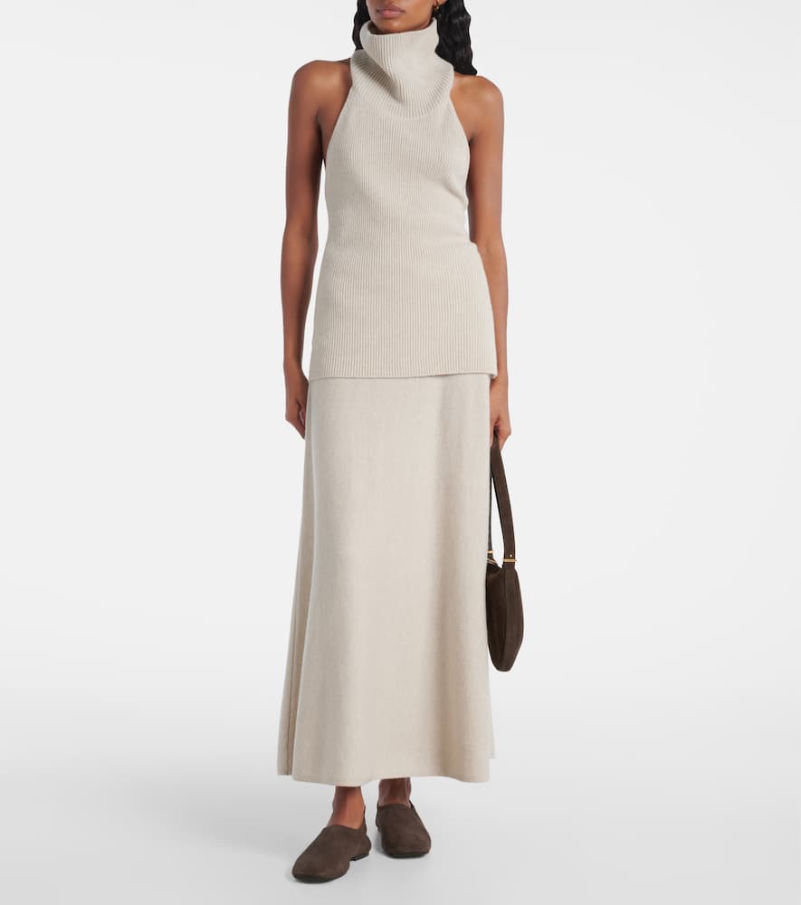 Torie high-rise cashmere maxi skirt