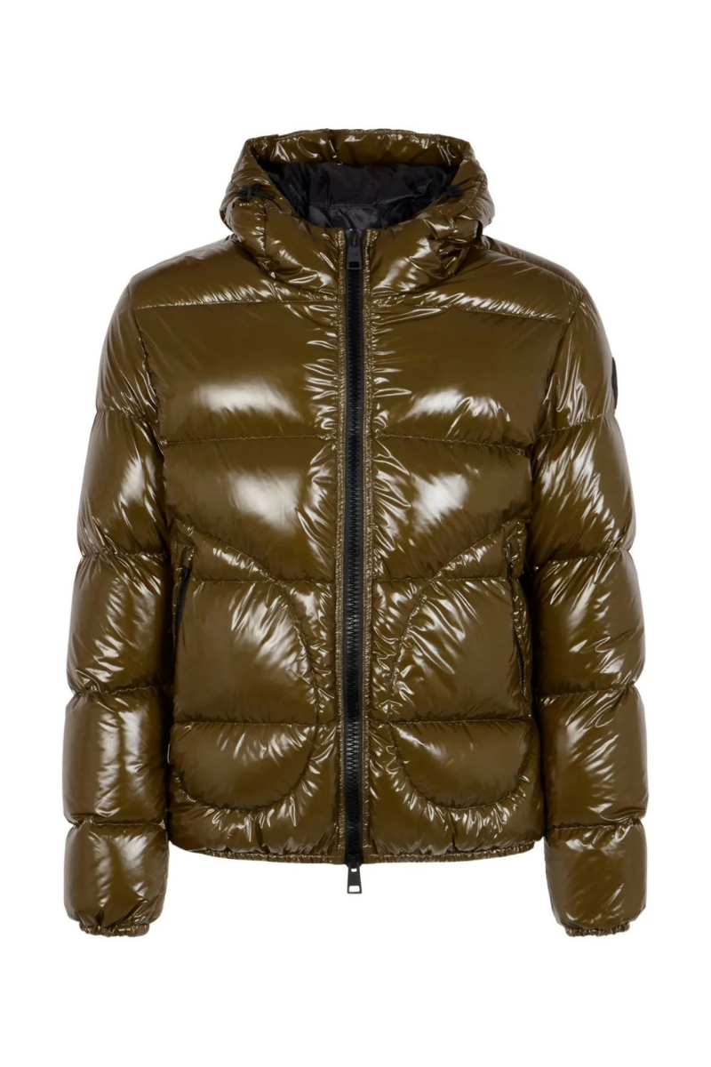 Hooded Quilted Down Down Jacket — Olive