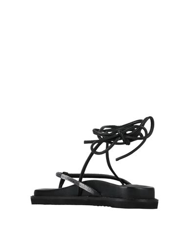 Woman Thong sandal Black Size 8 Leather, Textile fibers