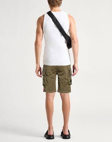 Man Shorts & Bermuda Shorts Military green Size 29 Cotton, Elastane