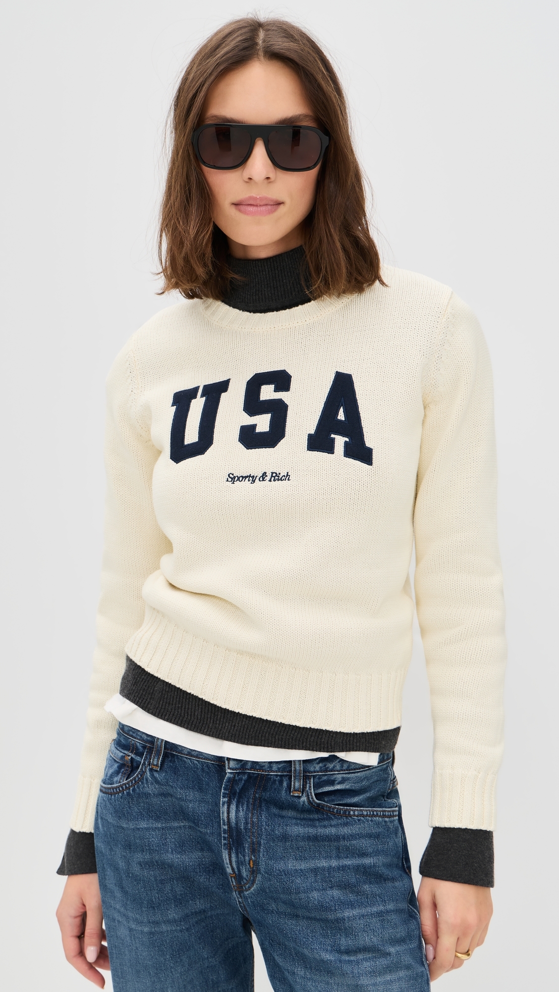 USA Knitted Sweater Ecru