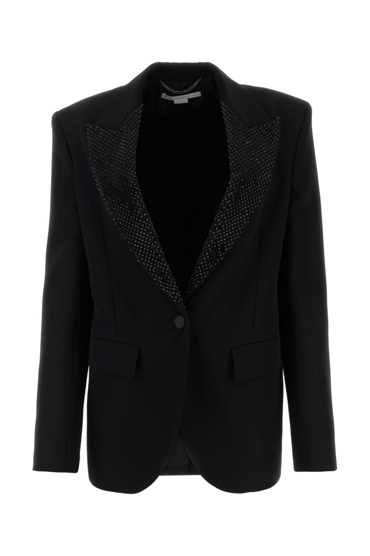 Embellished Wool Blazer — Black