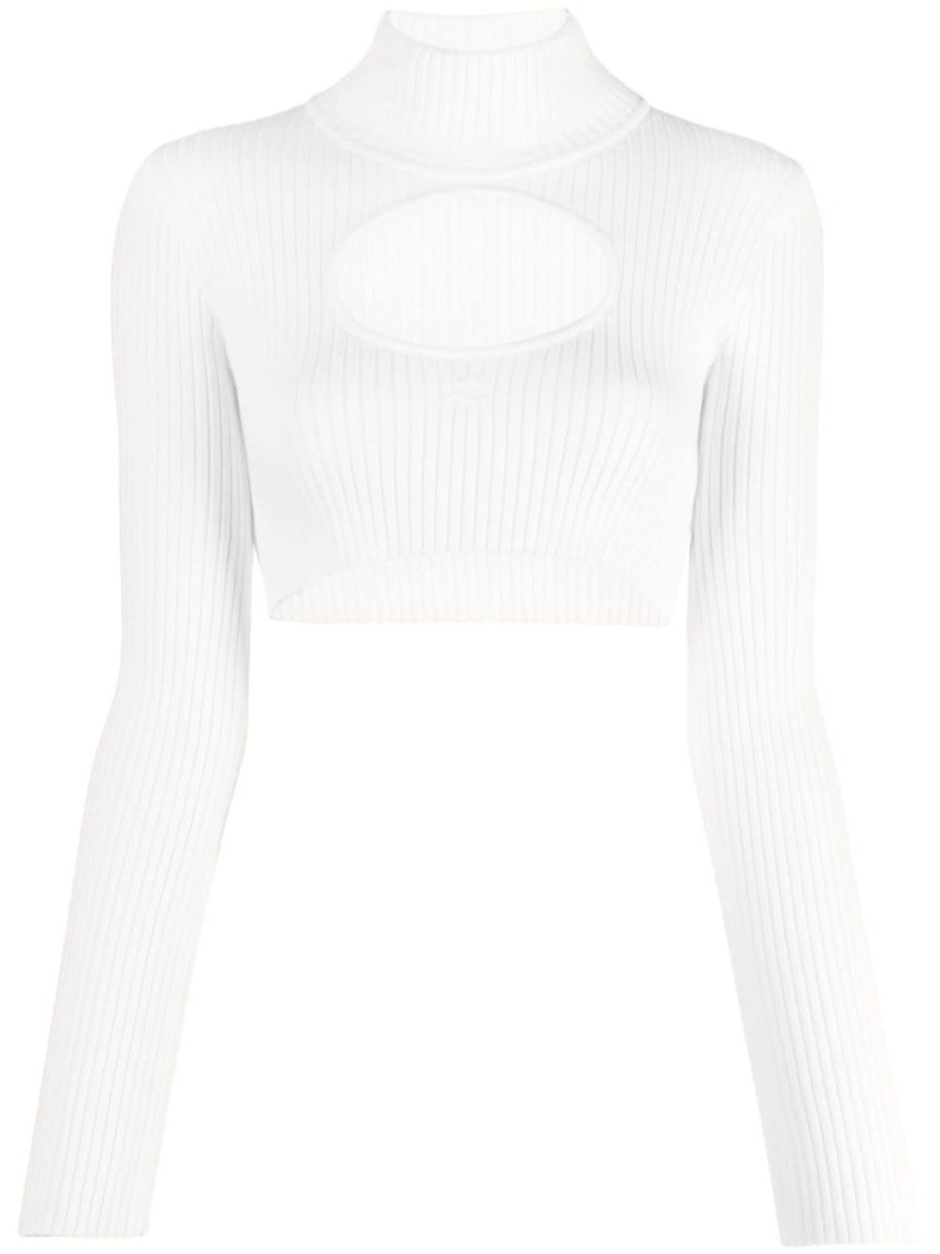 Cut-out Detail Turtleneck Cropped Sweater