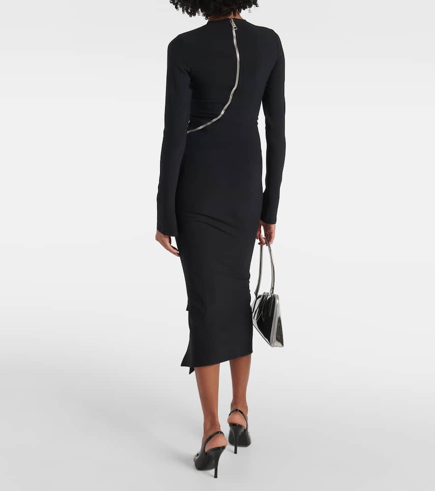 Zip-up jersey midi dress