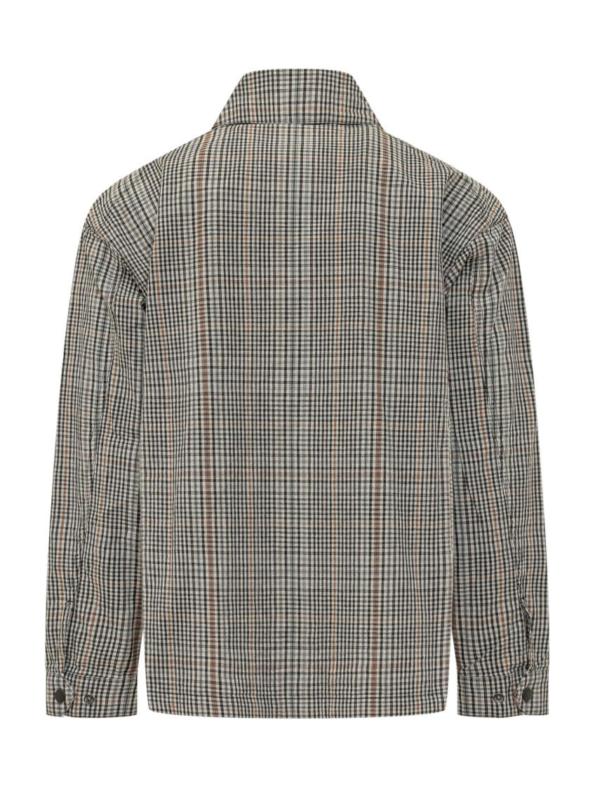 Beige Checks Shirt Collar Jacket