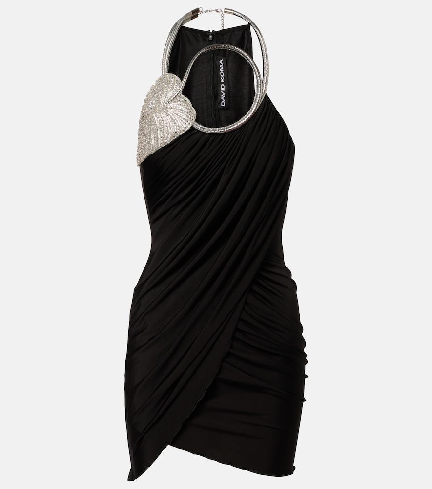 Draped embellished minidress