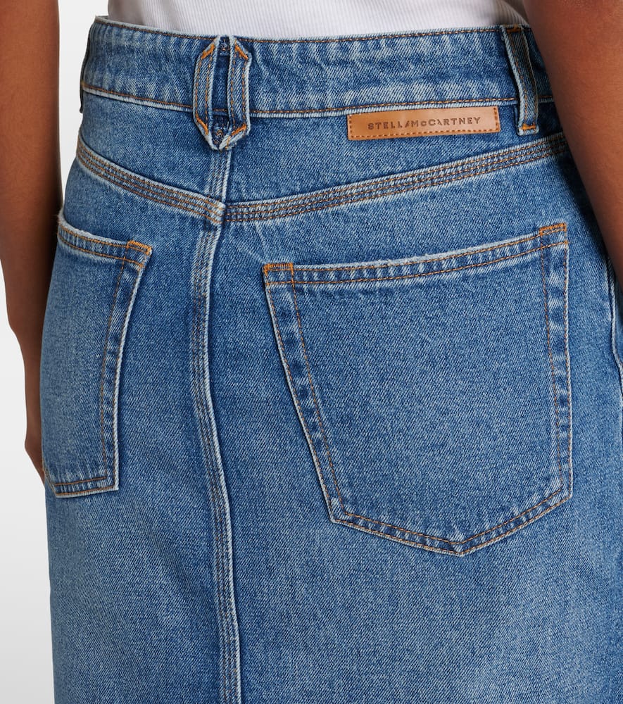 Mid-rise denim pencil skirt