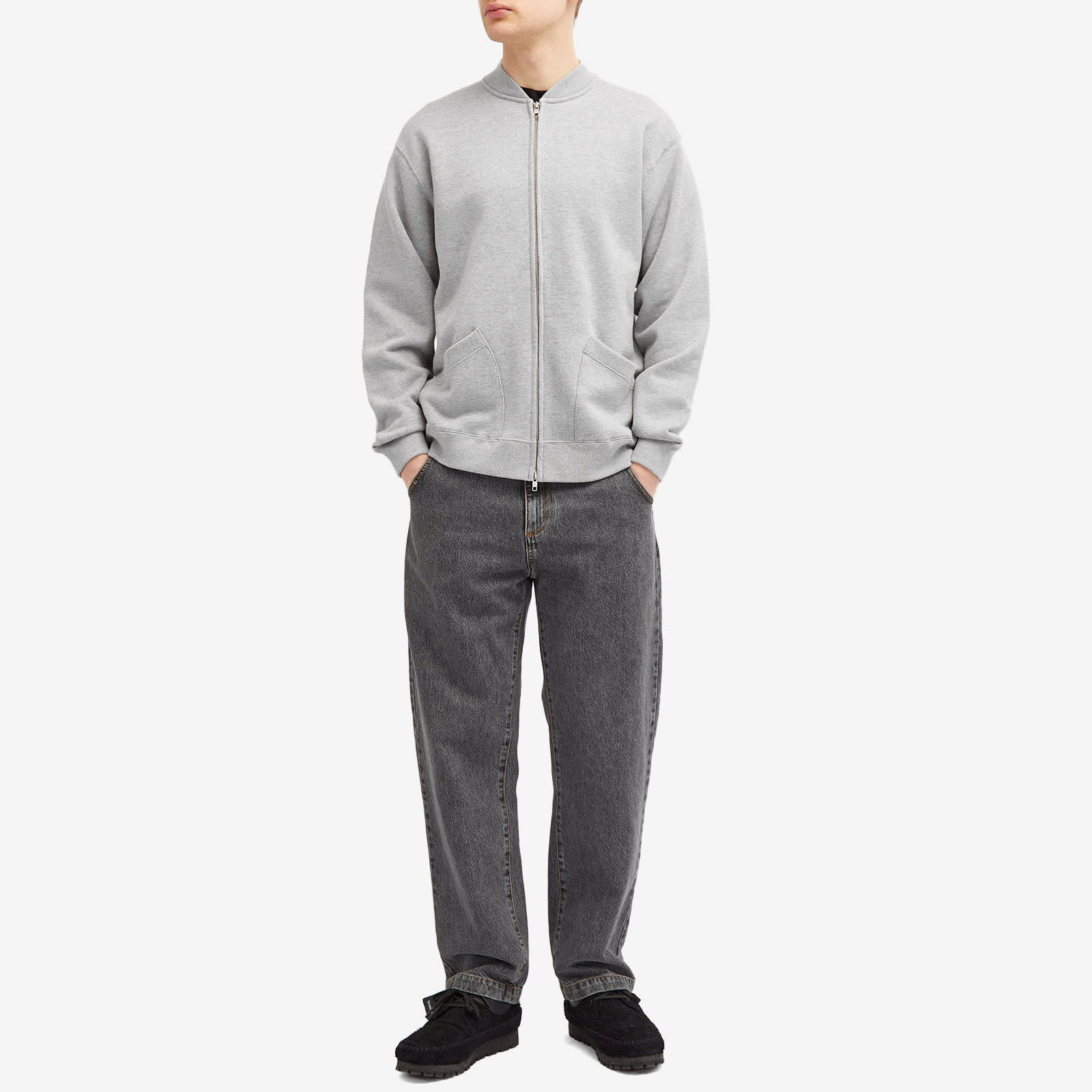 Men's Jersey Zip Bomber Jacket in Grey