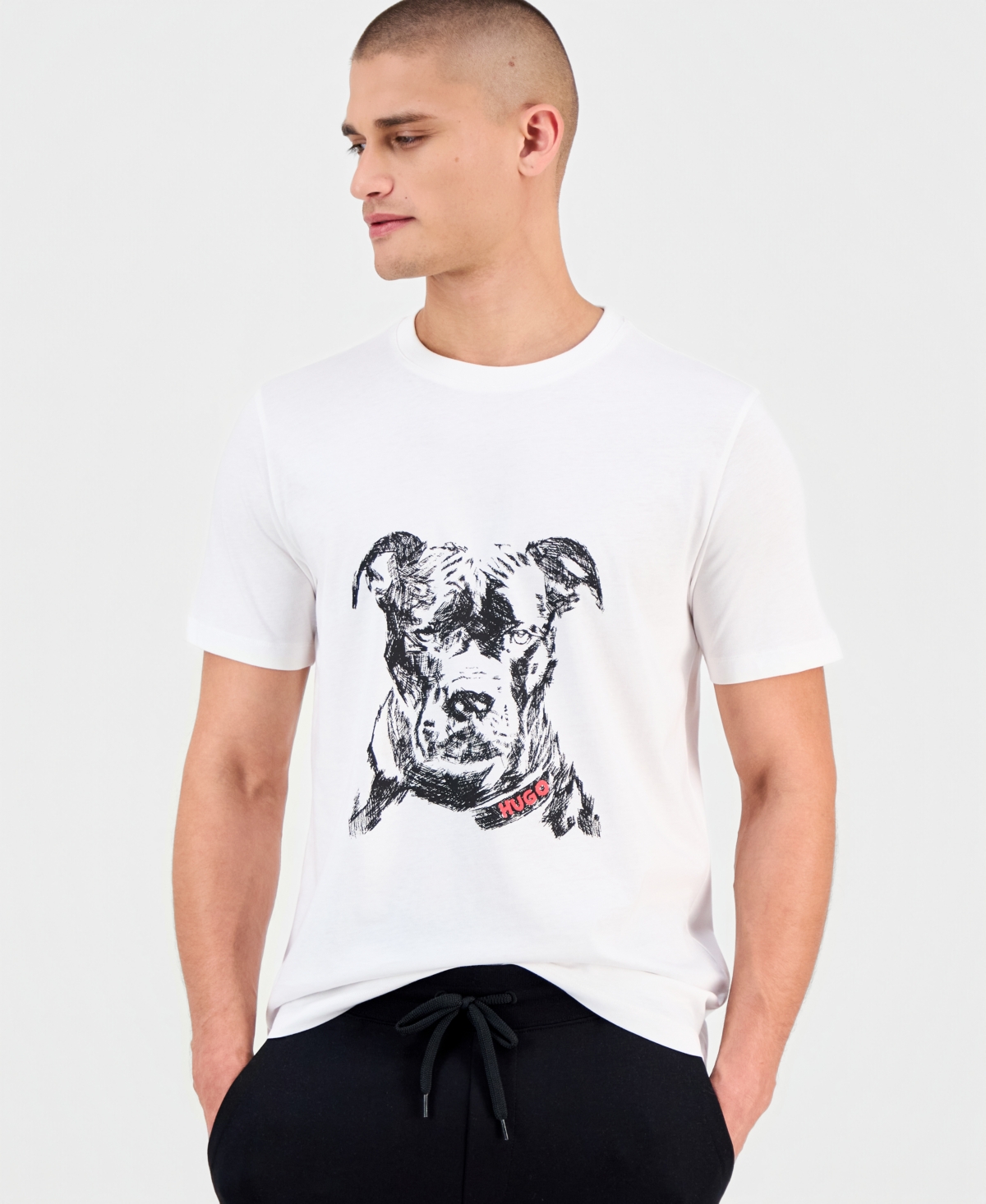 Men's Dubrox Short-Sleeve Dog Graphic Crewneck T-Shirt - Natural