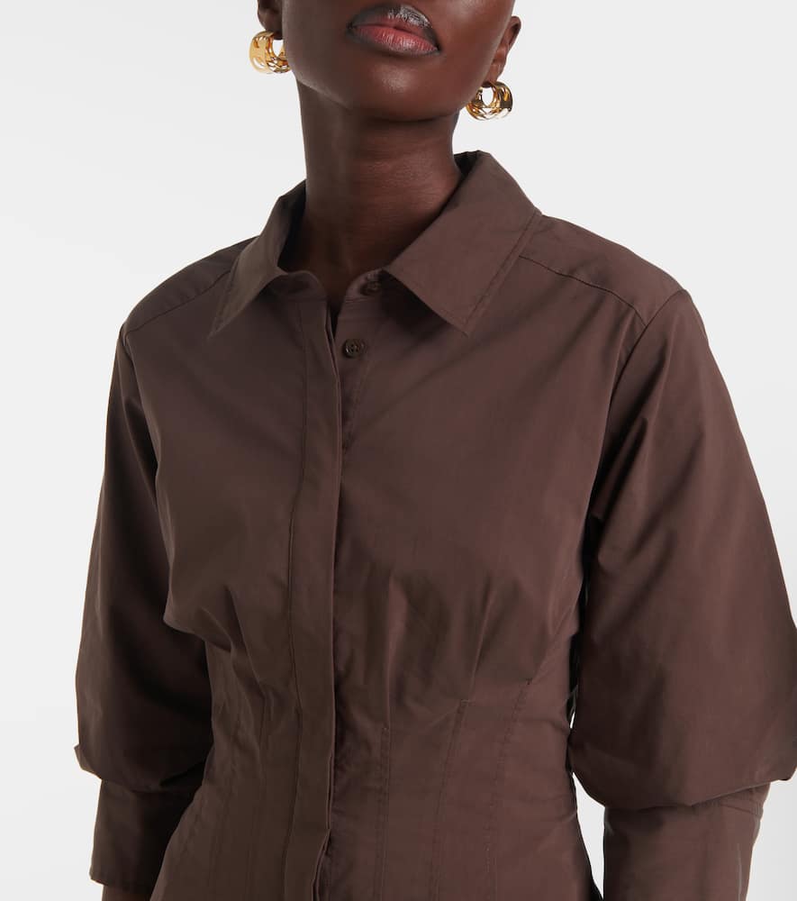 Pintuck cotton-blend midi dress