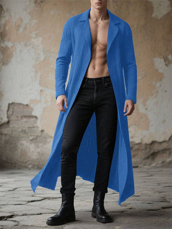 Men's Textured Ribbed Casual Long Sleeve Cardigan SKUL28093 - Blue / S