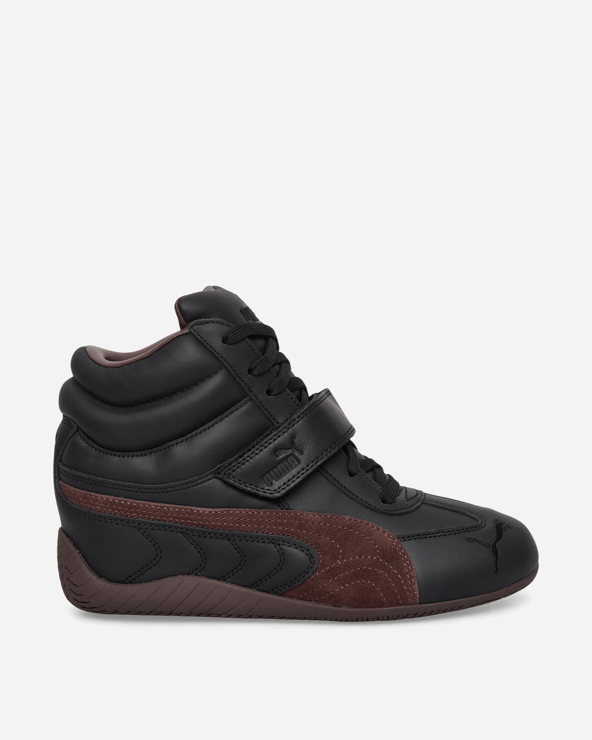 Women's Speedcat Wedge Sneaker in Black/Chocolate Brown