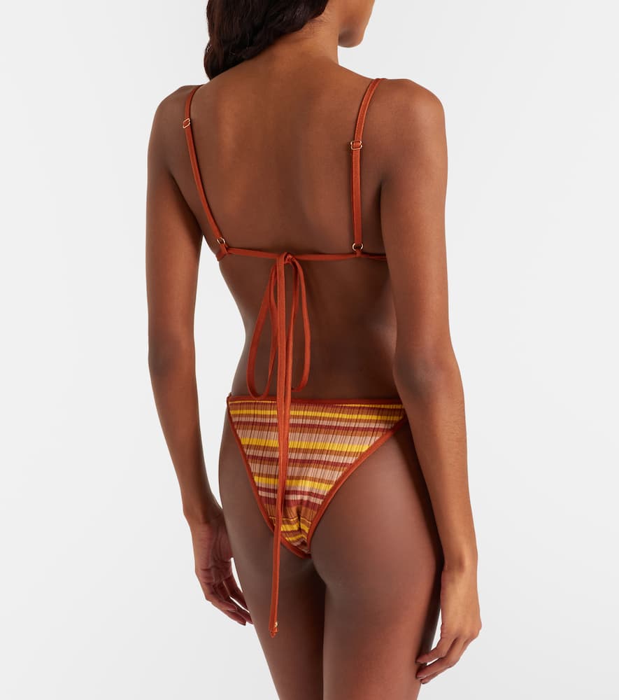 Ann ribbed-knit striped bikini bottoms
