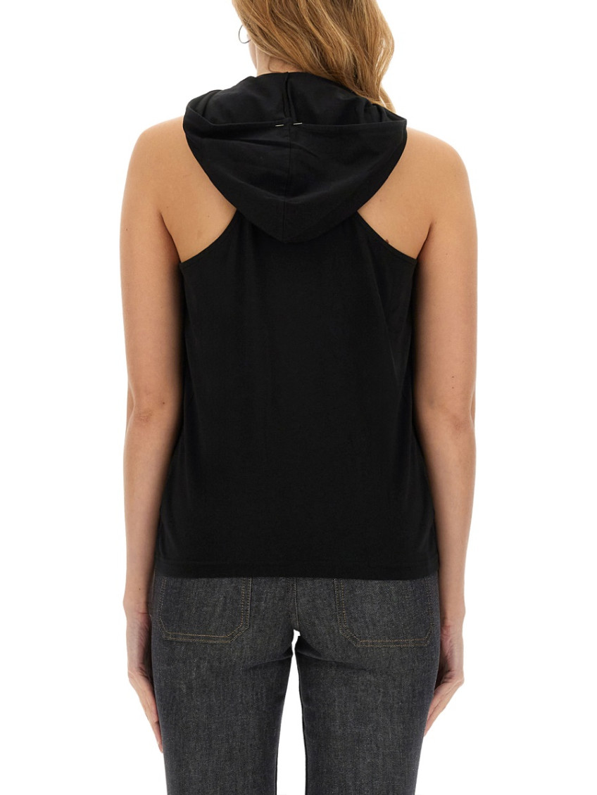 Black Solid Hood Top