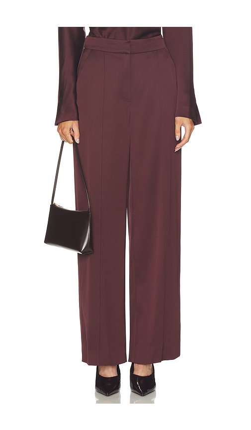 SIMKHAI Kyra Wide Leg Pant in Mahogany. 2 also , 4