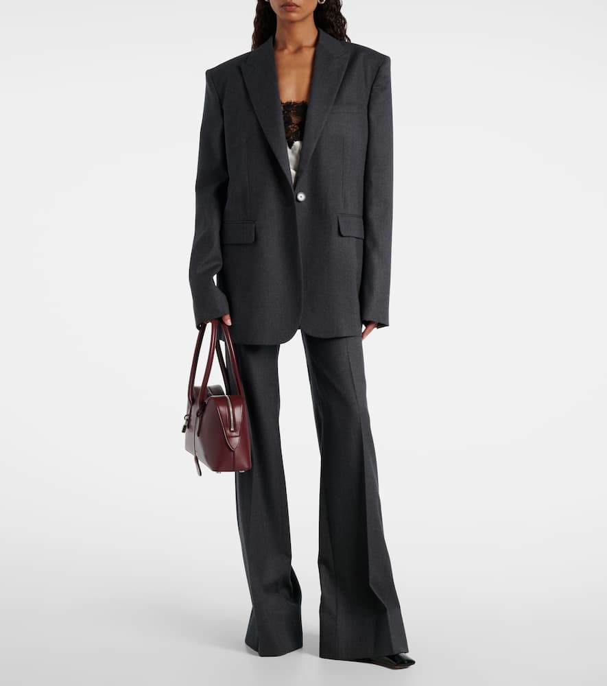 Wool flannel wide-leg pants