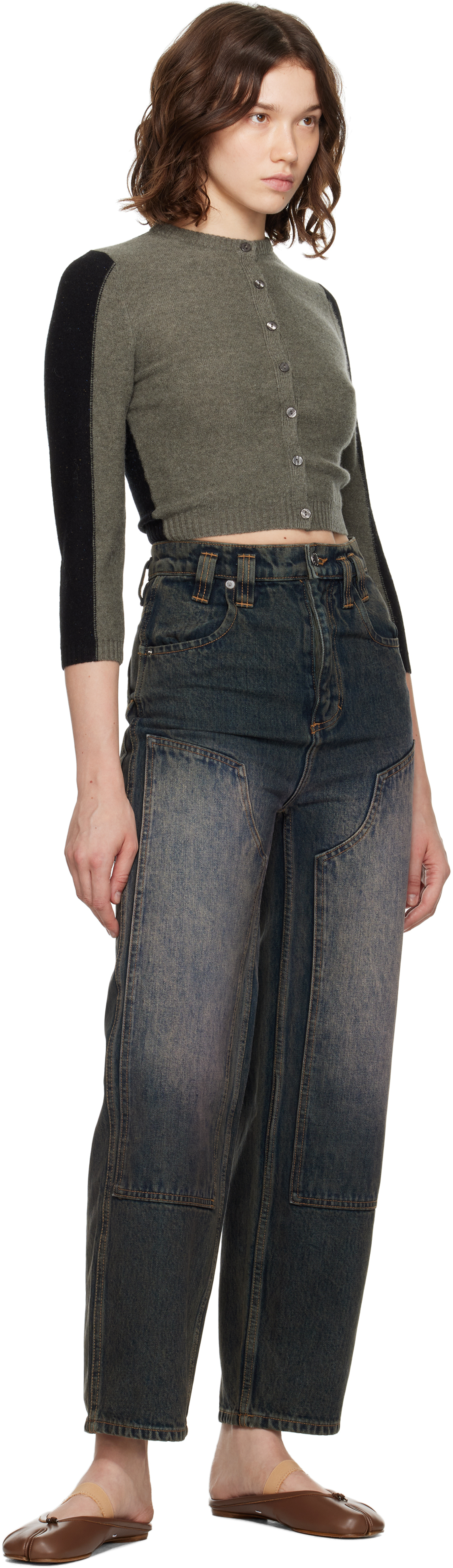 Blue Double Knee Baggy Jeans