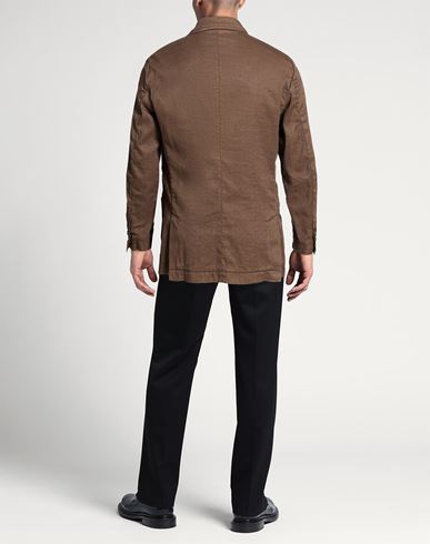 Man Blazer Brown Size 40 Linen, Cotton, Elastane