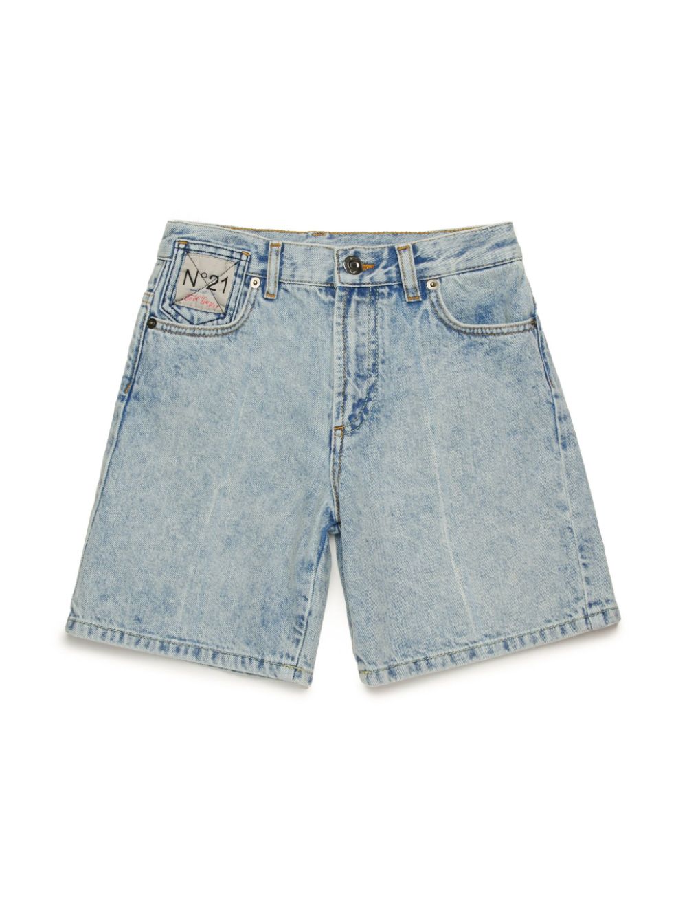 Logo-patch denim shorts - Blue