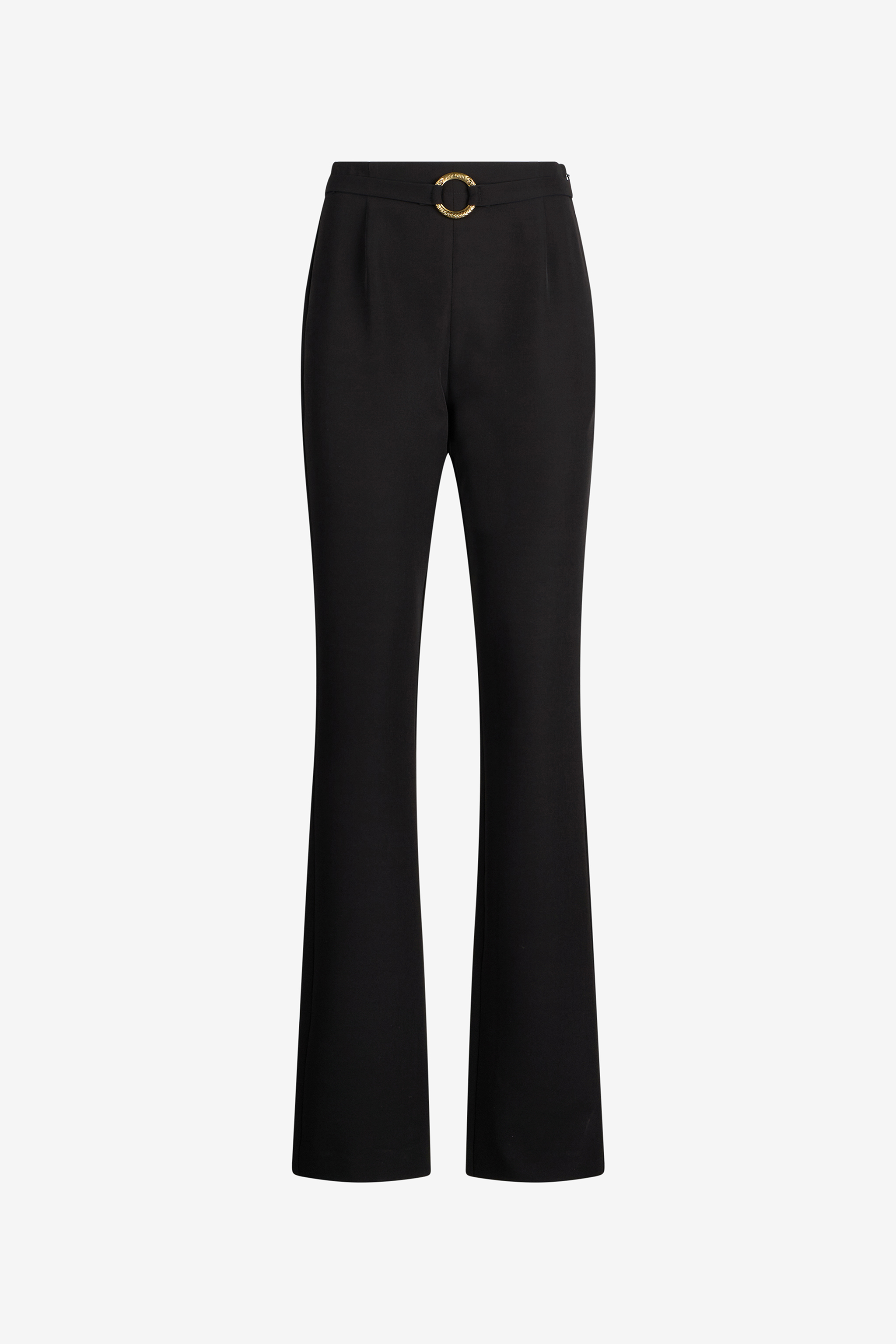 Black Flared Trousers With Buckle