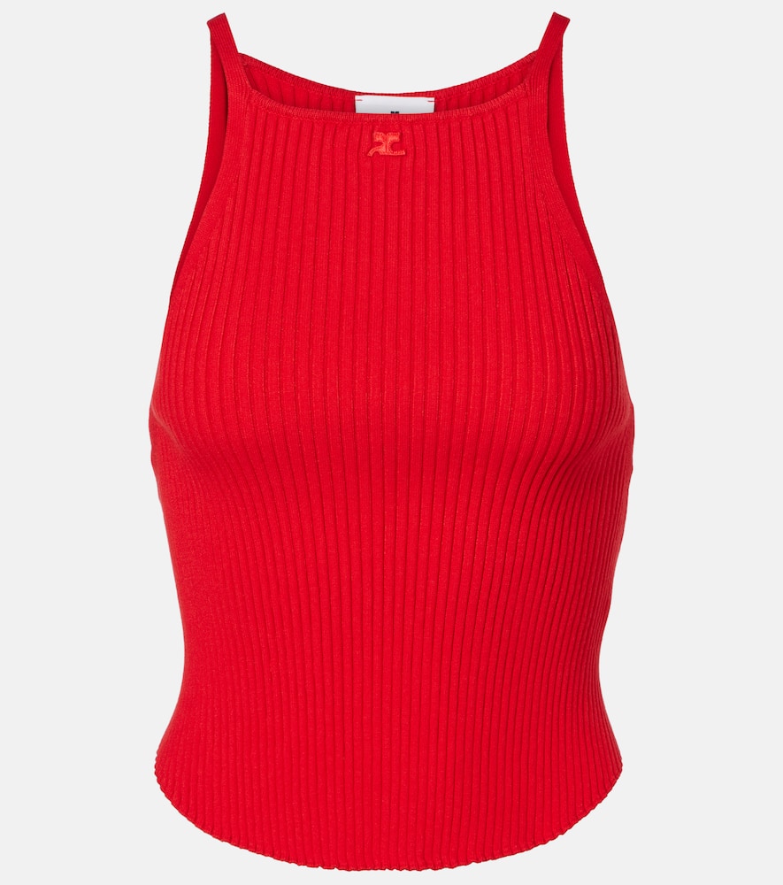 Courrèges Circle logo ribbed-knit tank top