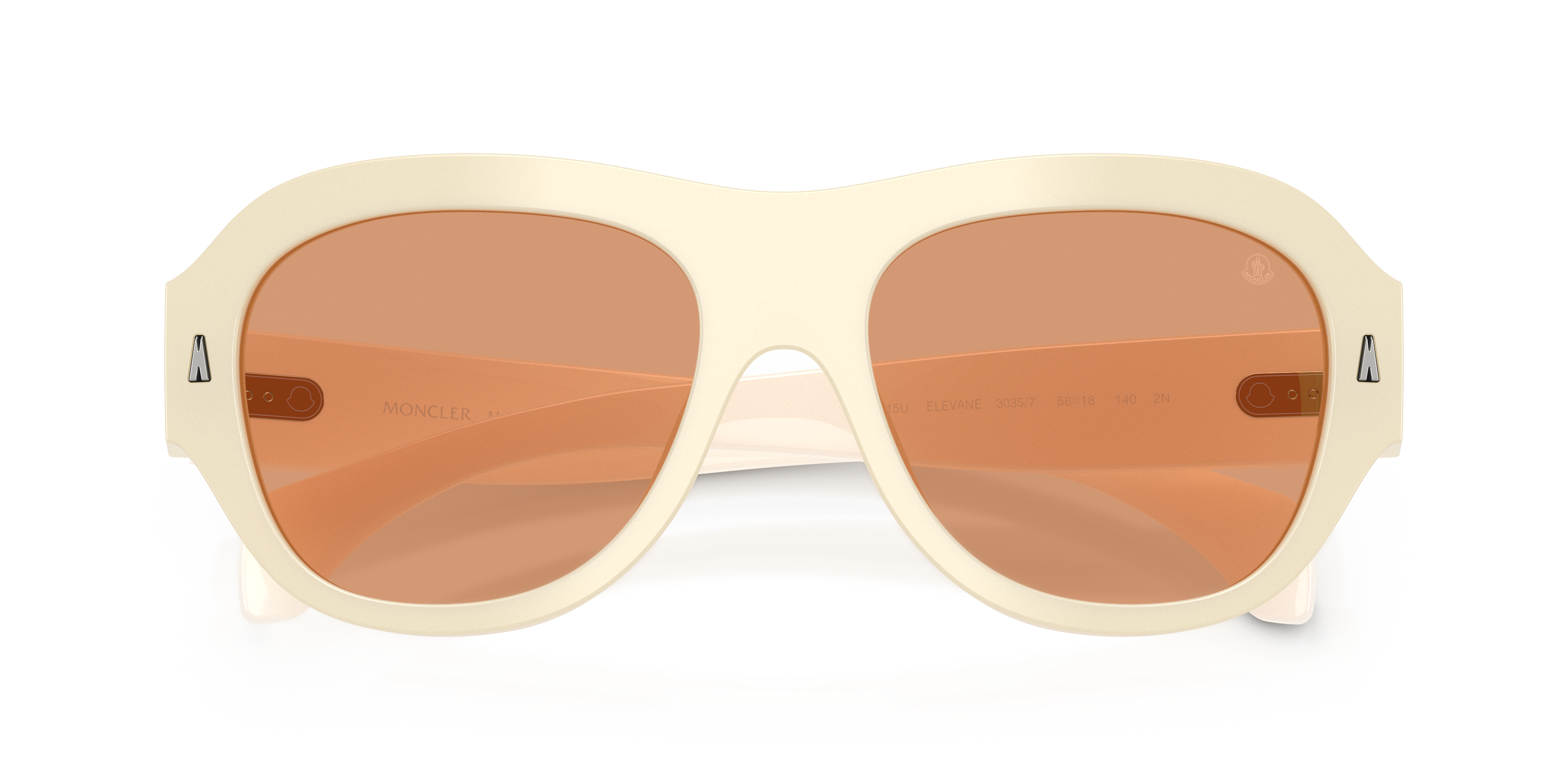 Moncler Unisex Moncler ME6015U ELEVANE 3035/7 Sunglasses Acetate White Brown Geometric Norma