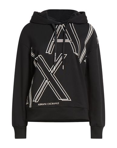 Woman Sweatshirt Black Size L Cotton, Polyester
