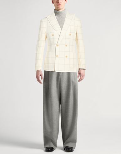 Man Blazer White Size 40 Linen, Virgin Wool
