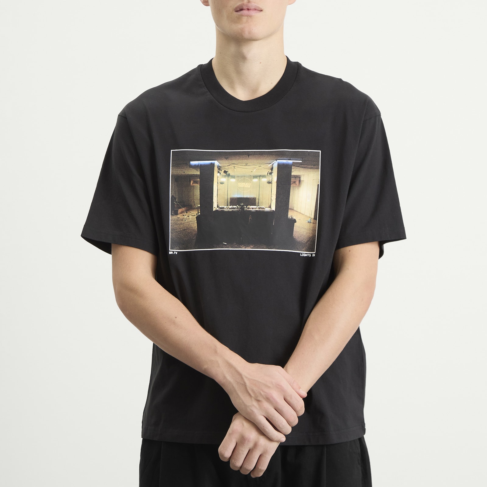 Men's Lights On Photo T-Shirt Black