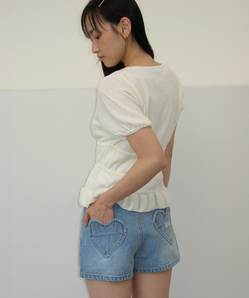 RUFFLE TEM TIE KNIT CARDIGAN IVORY