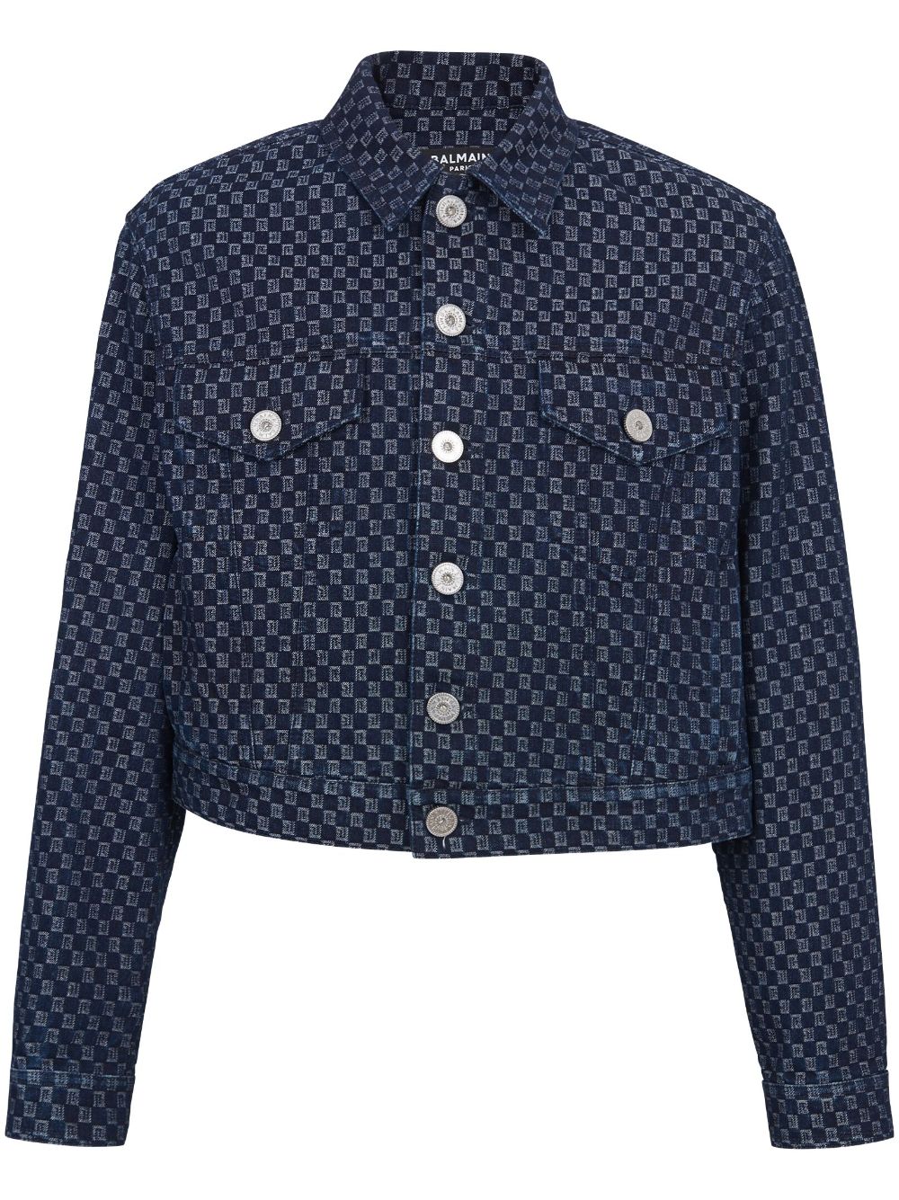 Monogram-jacquard denim jacket - Blue