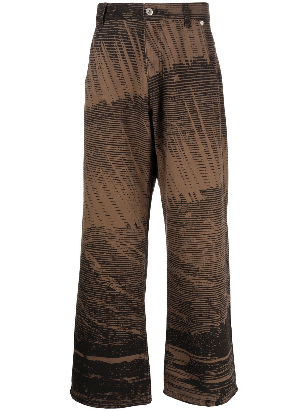 Abstract-print wide-leg jeans - Brown