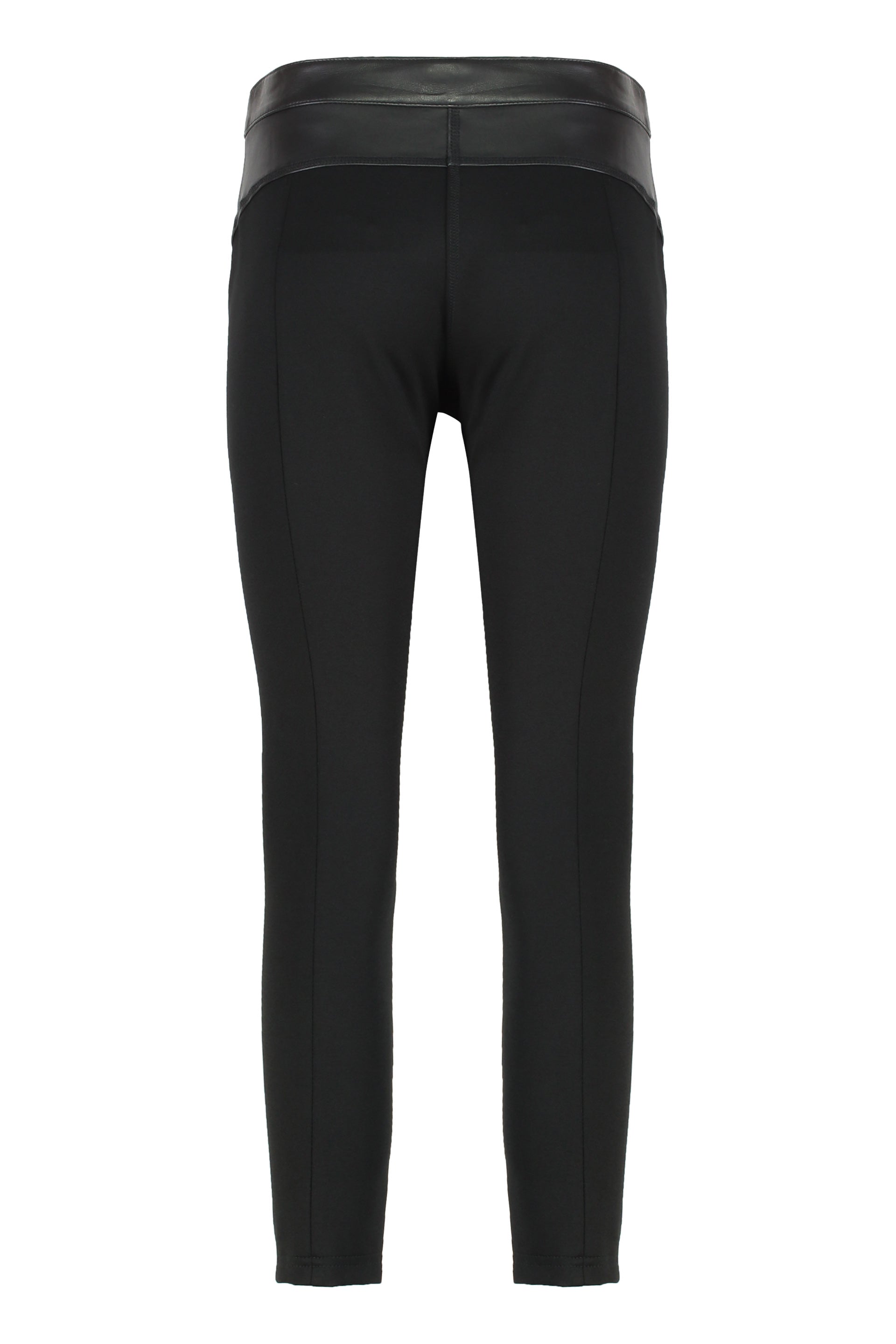 Leather and Stretch Skinny Pants with Hidden Zip