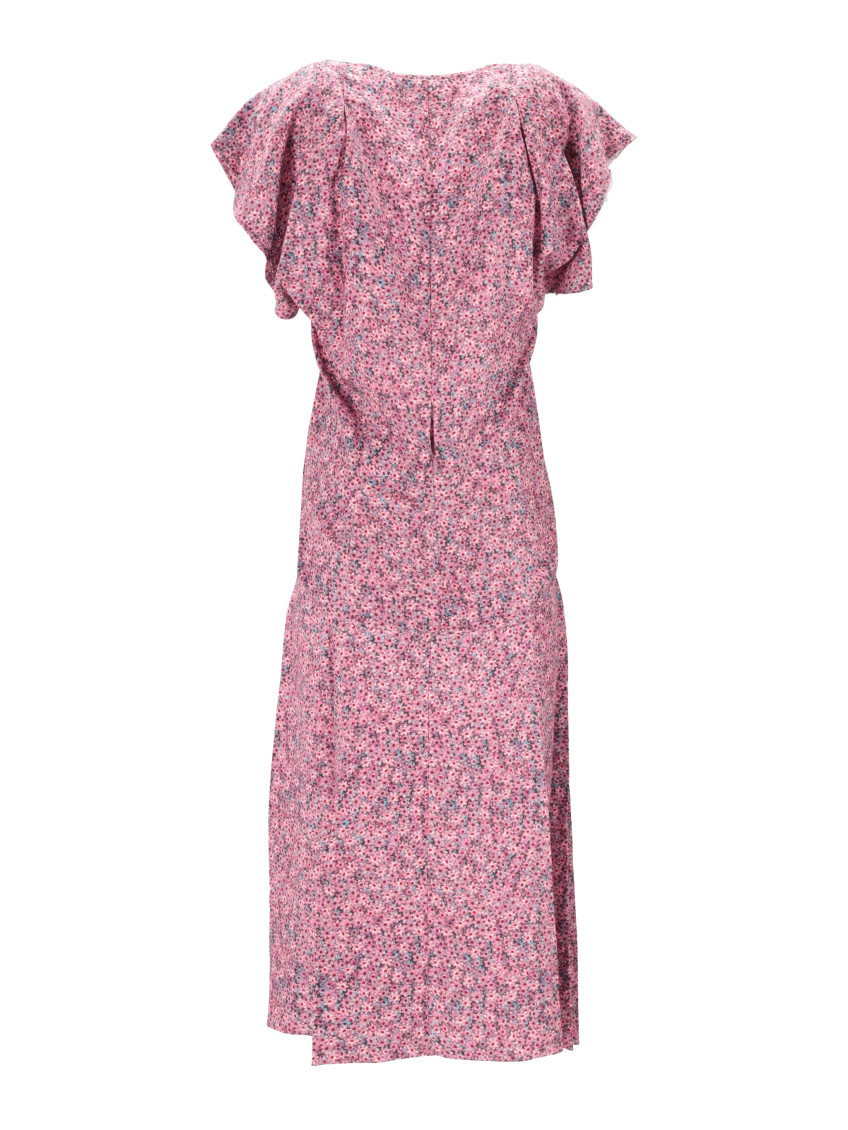 Isabel Marant - midi dress ruched floral pattern v neck