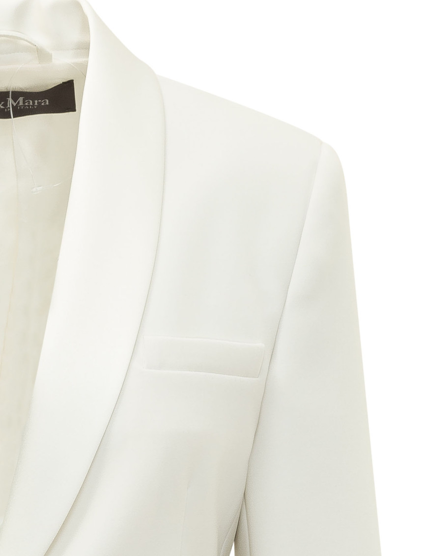White Solid Shawl Lapel Blazer