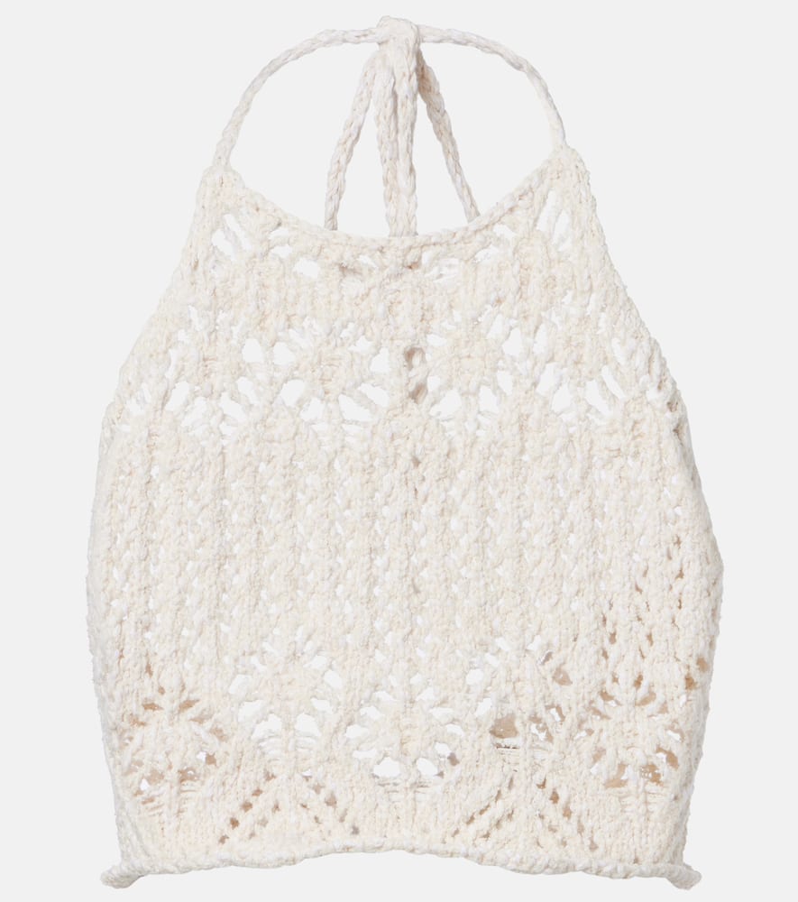 Lagoon Romance cotton-blend crochet crop top