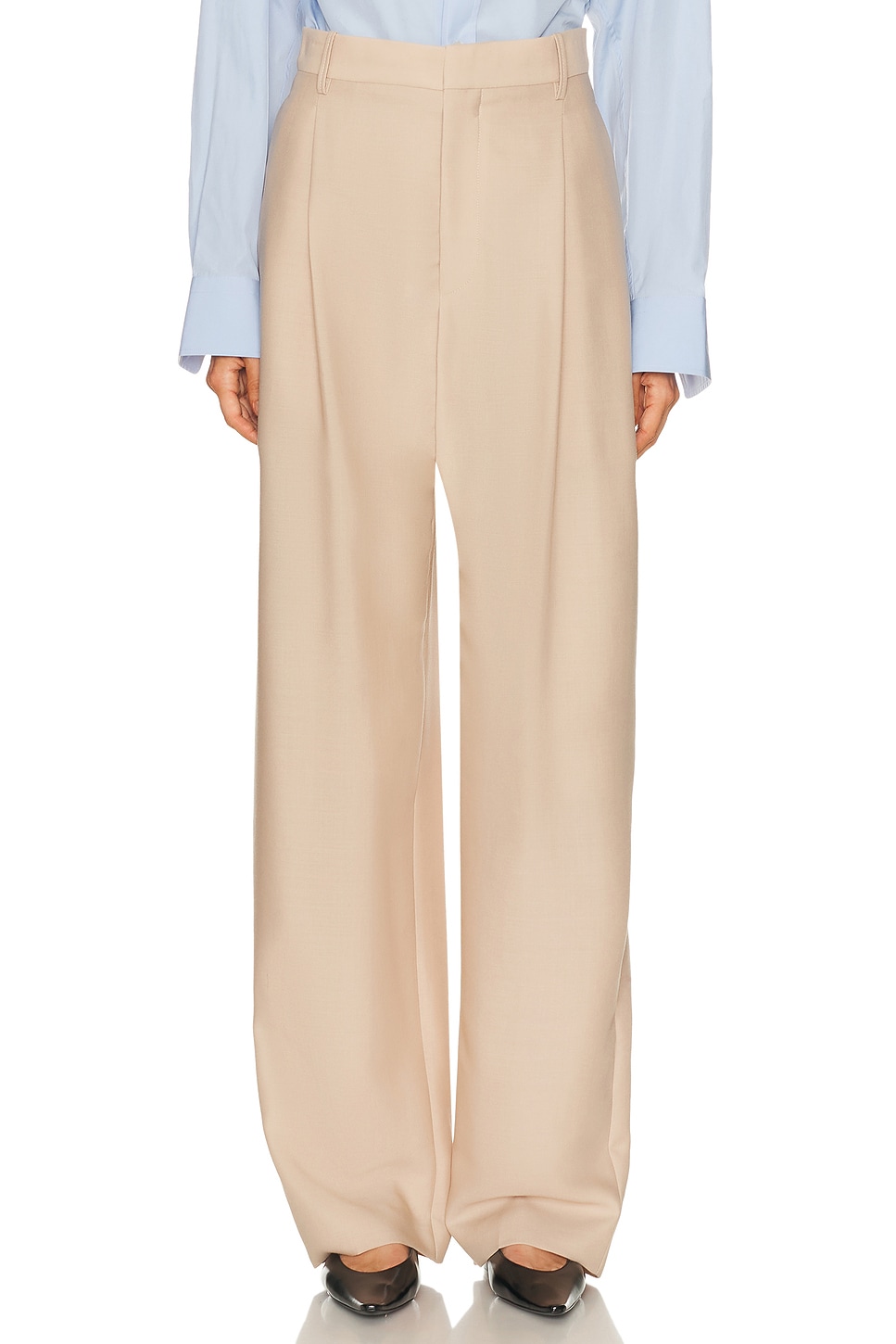 WARDROBE.NYC Mid Rise Trouser in Khaki - Nude. M also in XXS, XS