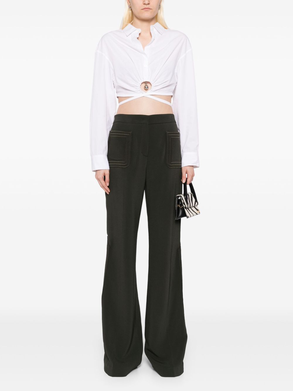 Embroidered cady pants - Green