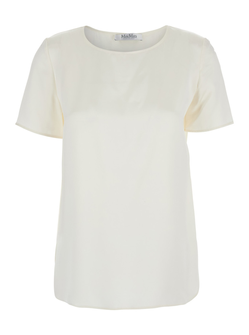 White Solid Round Neck Top