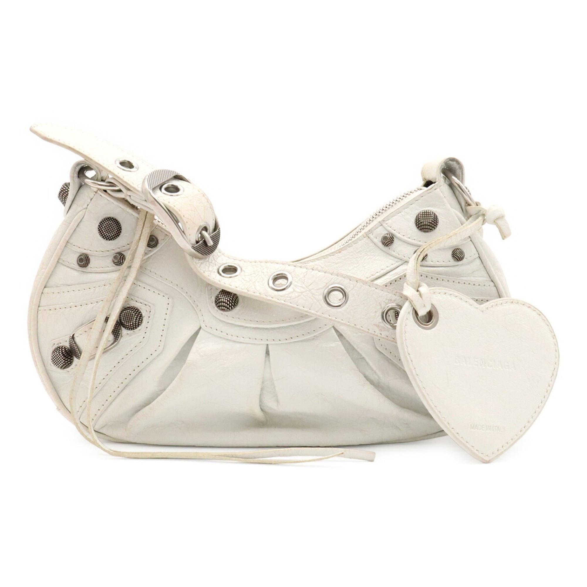 Balenciaga White Leather Handbag Pouch Shoulder Bag Pre-Owned