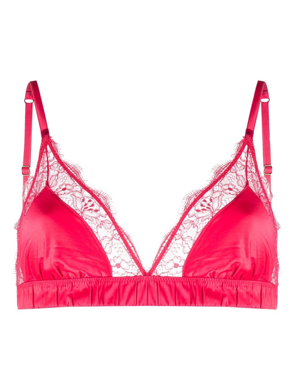 Sheer floral detailed lace bralette - Pink