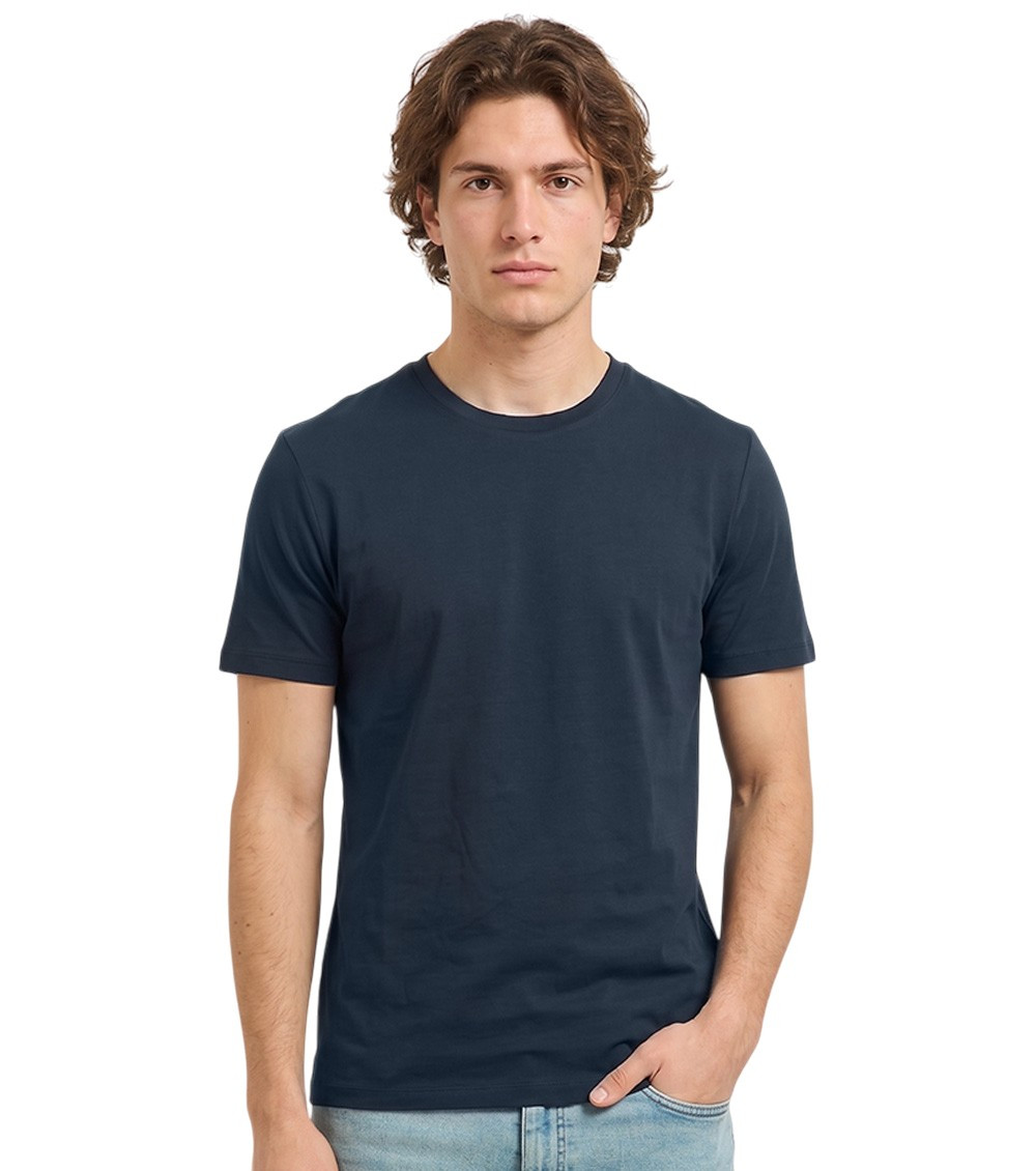 Navy Blue Solid T-Shirt